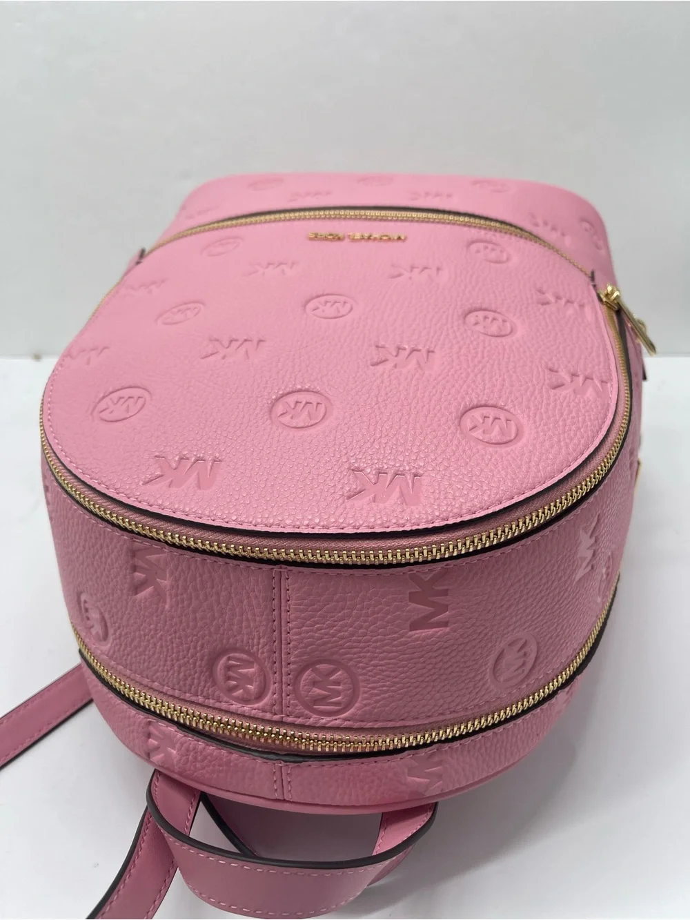 Michael Kors Pink Embossed MK Pebbled Leather Mini Backpack